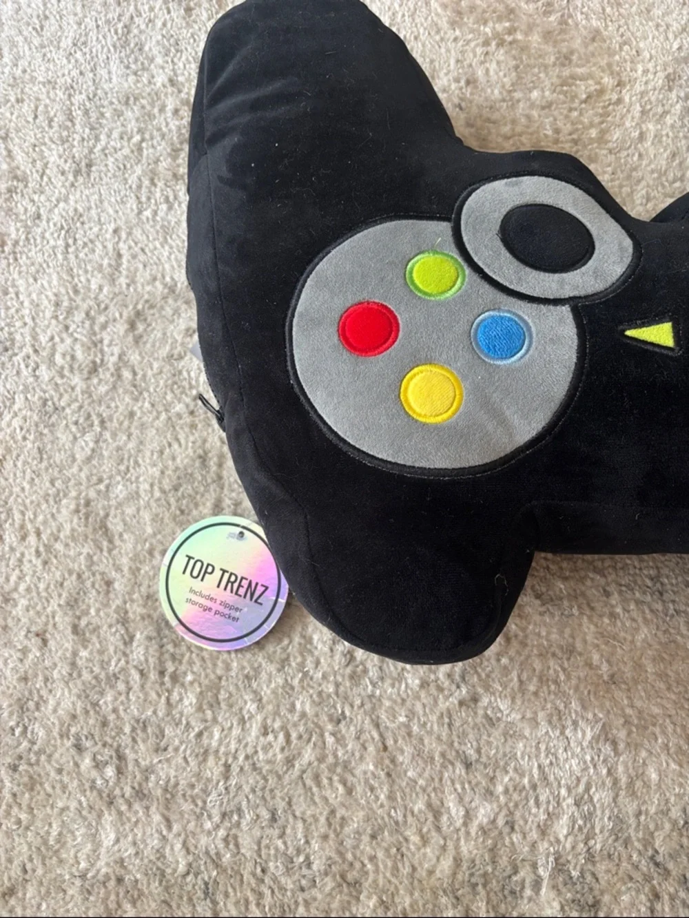 PlayStation Black Video Game Controller Plush Pillow